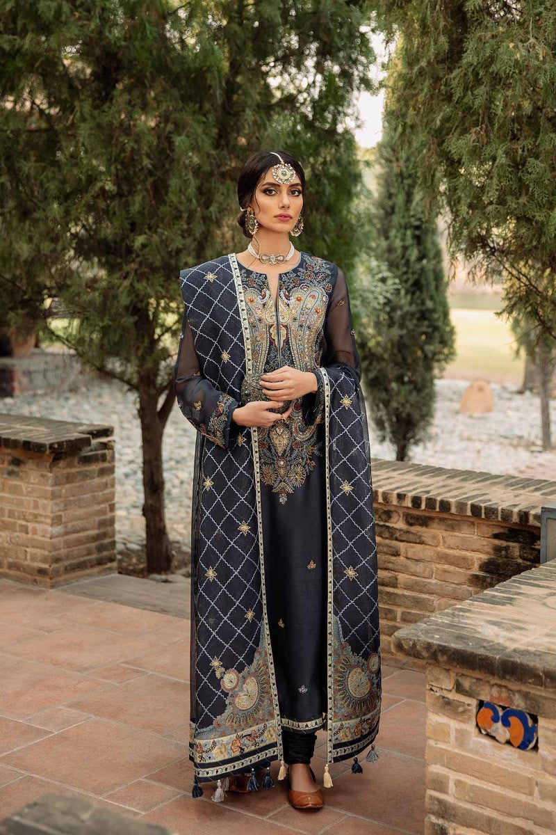 Metallic Greish Blue Kashmiri Work Chaddar