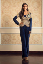 Deep Blue Handwork Jacket Set