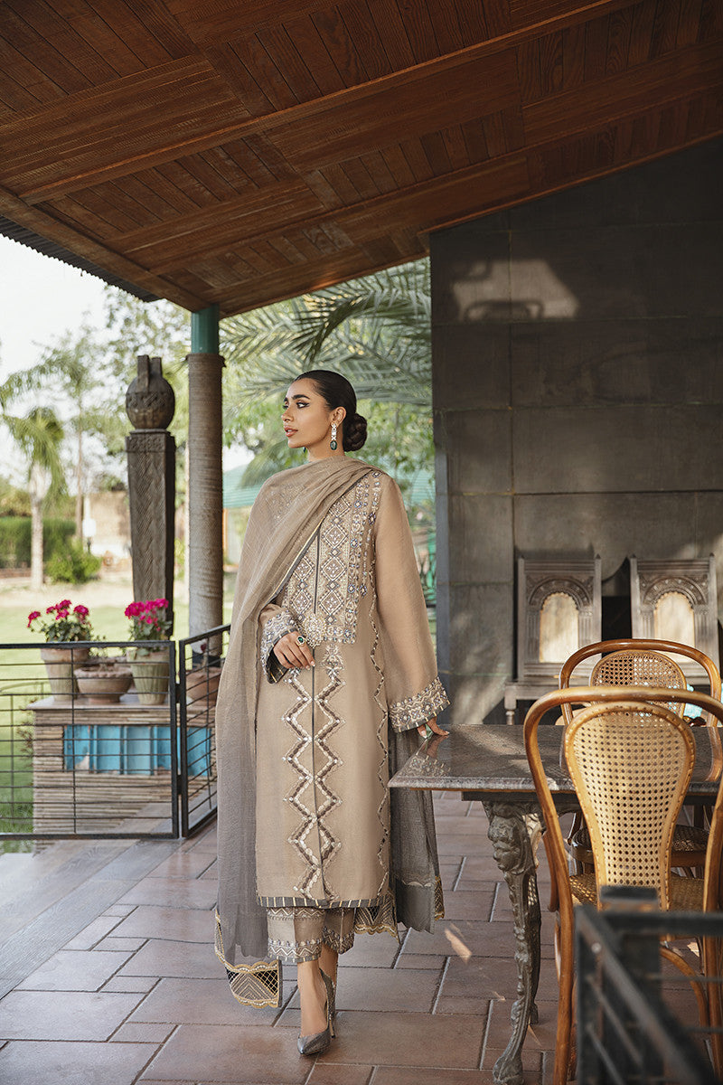 Coffee Shade Kurta with Trousers and Dupatta