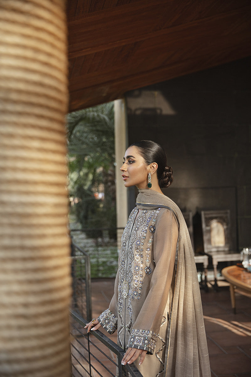 Coffee Shade Kurta with Trousers and Dupatta